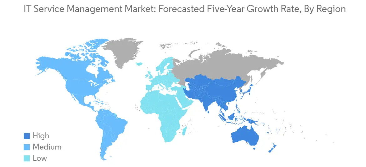 Market Analysis of ITSM Market: Forecasted Growth Rate by Region