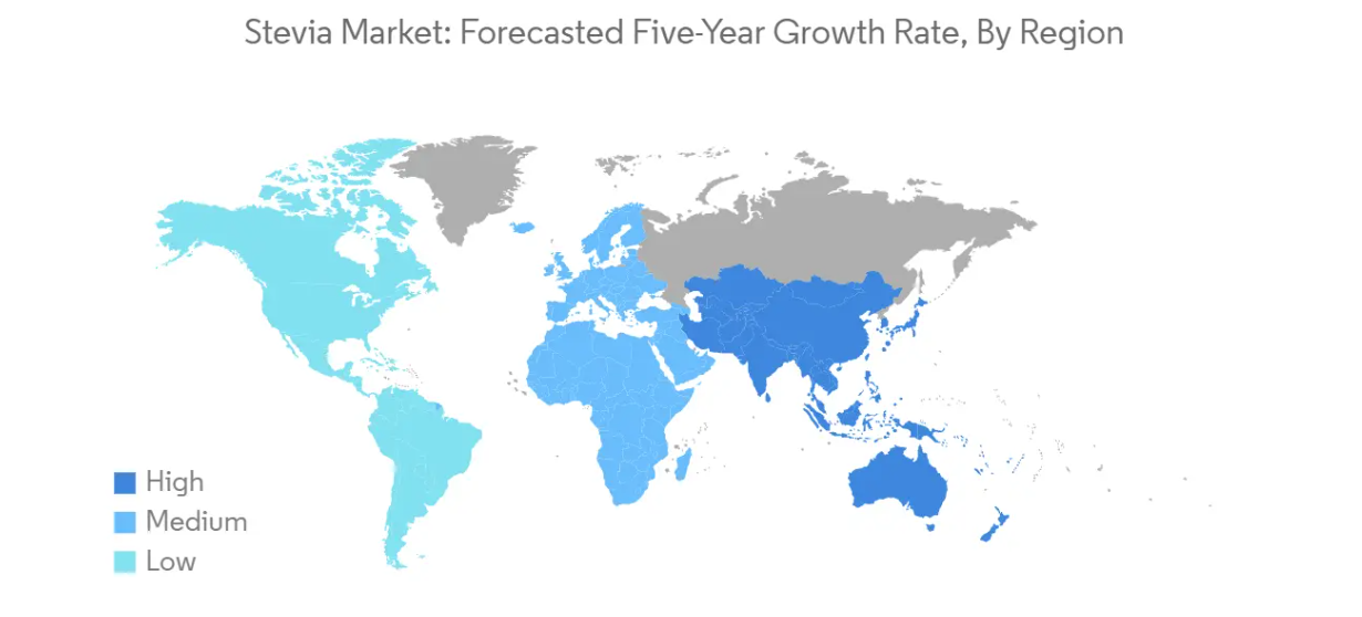 Market Analysis of Stevia Market: Forecasted Growth Rate by Region