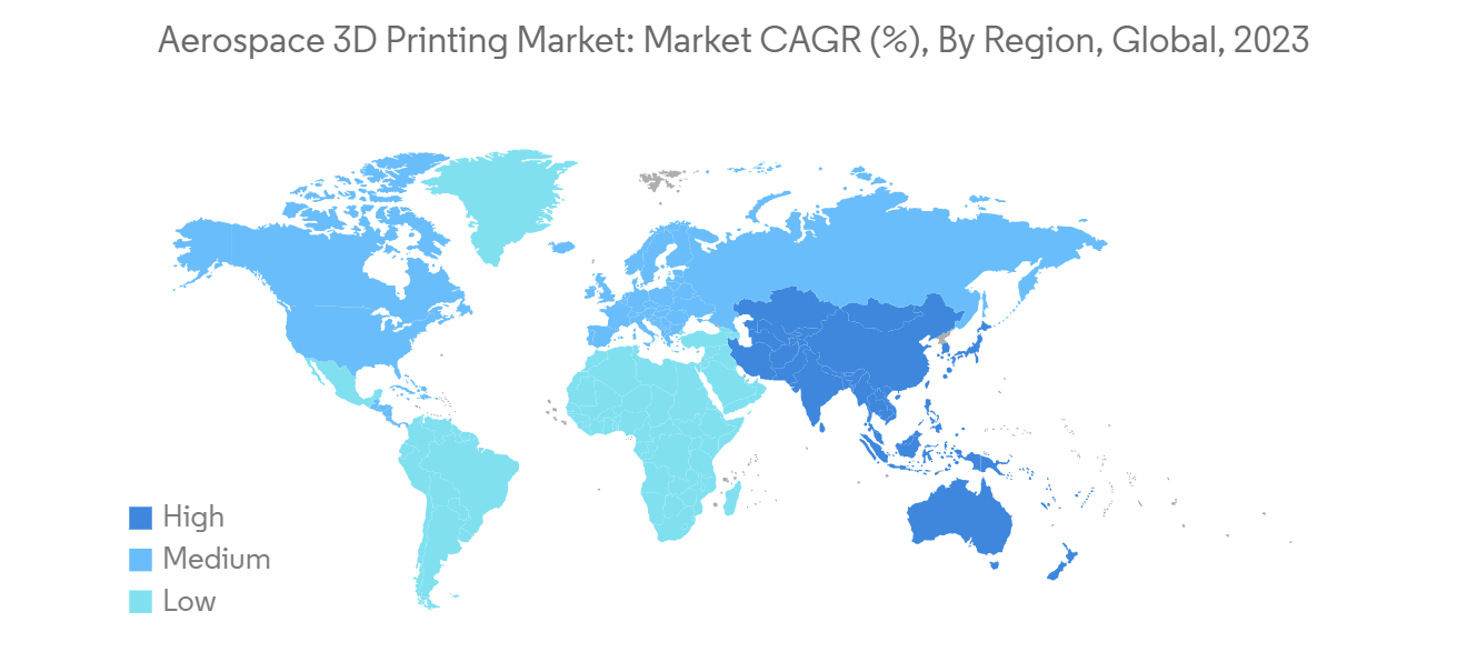Aerospace 3D Printing Market: Market CAGR (%), By Region, Global, 2023