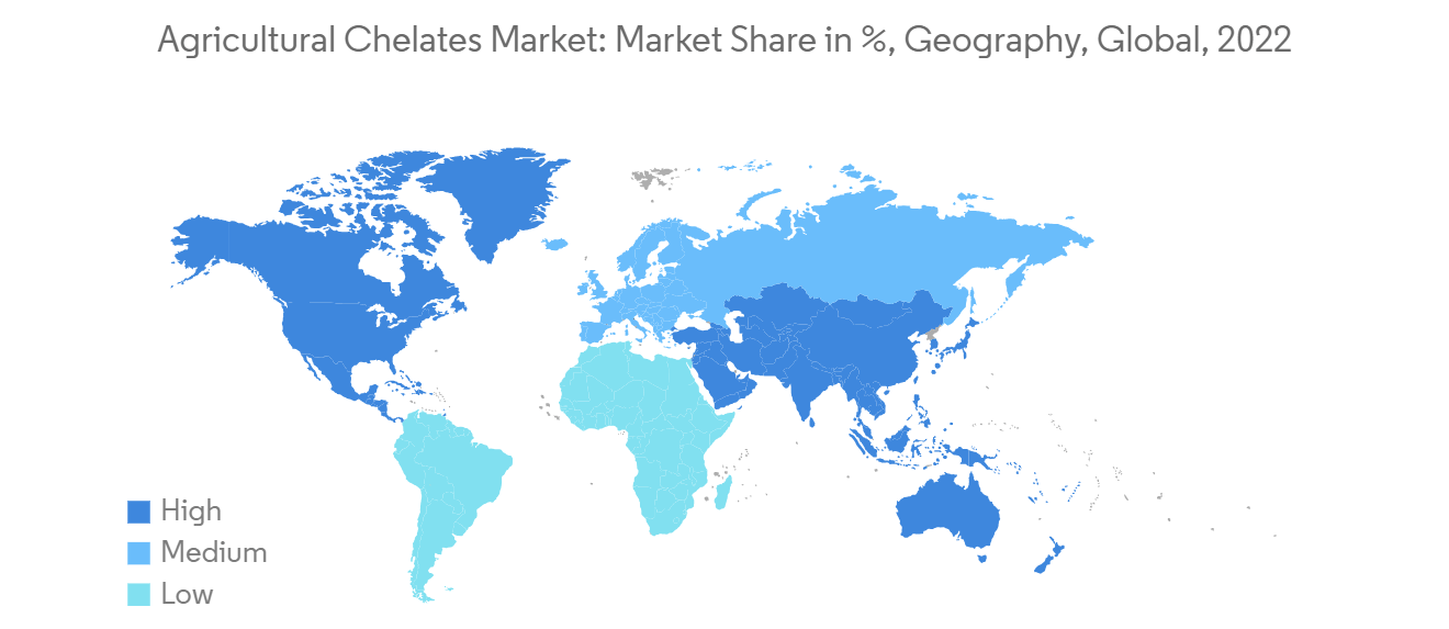 Agricultural Chelates Market Trends Agricultural Chelates Market: Market Share in %, Geography, Global, 2022