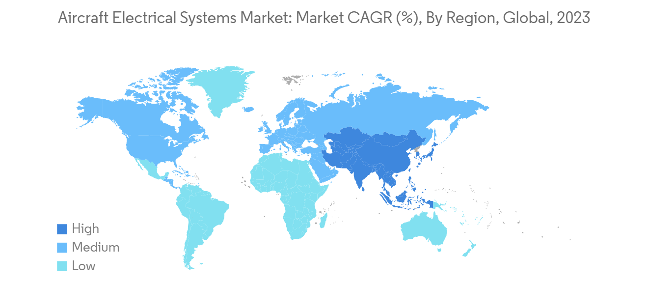 Aircraft Electrical Systems Market: Market CAGR (%), By Region, Global, 2023