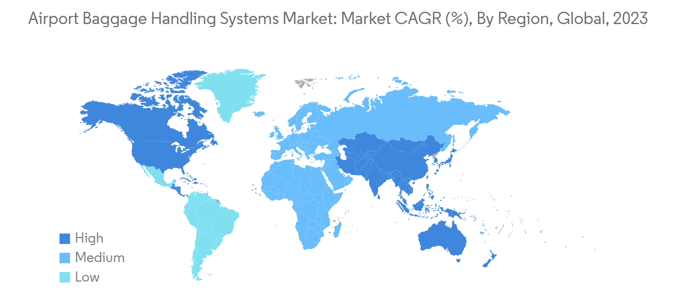 Airport Baggage Handling Systems Market: Market CAGR (%), By Region, Global, 2023