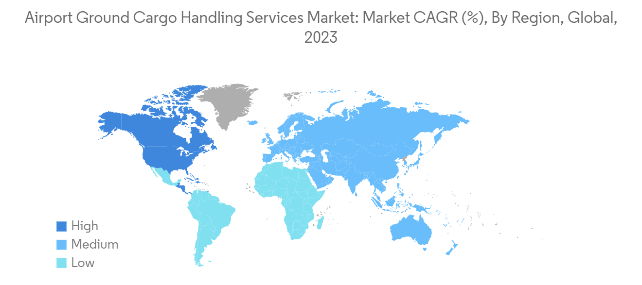 Airport Ground & Cargo Handling Services Market: Market CAGR (%), By Region, Global, 2023