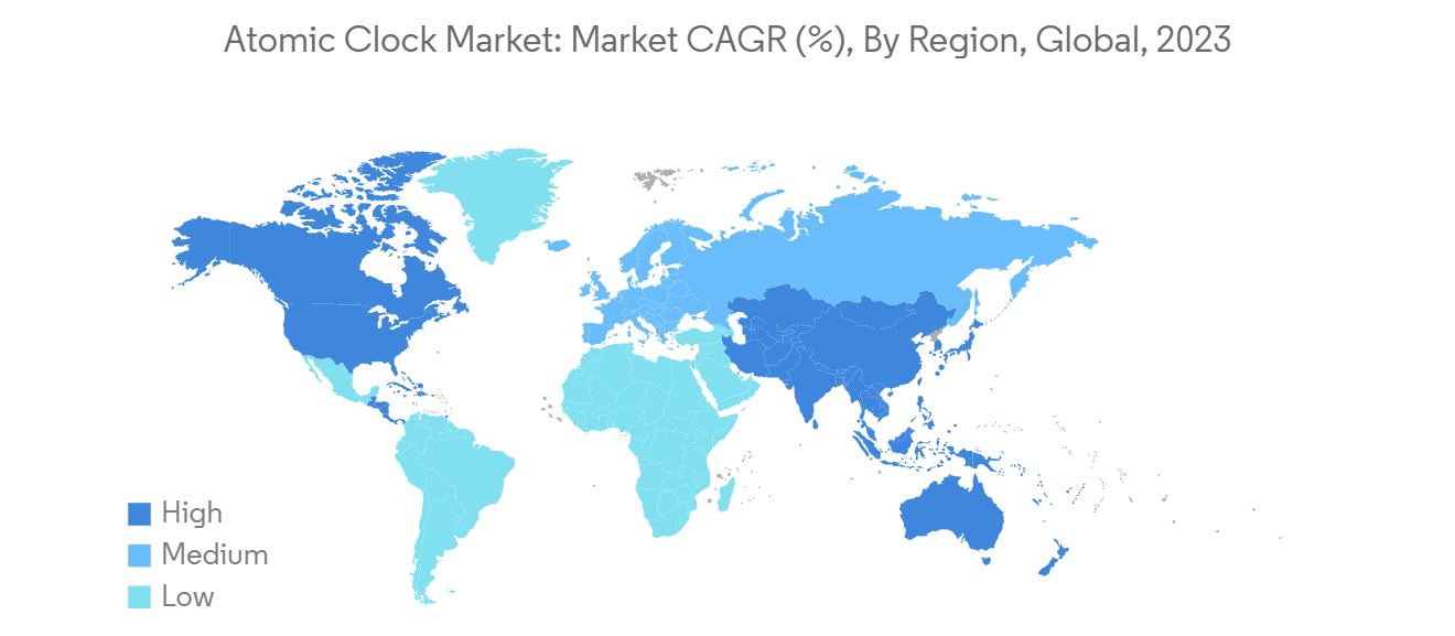 Atomic Clock Market: Market CAGR (%), By Region, Global, 2023