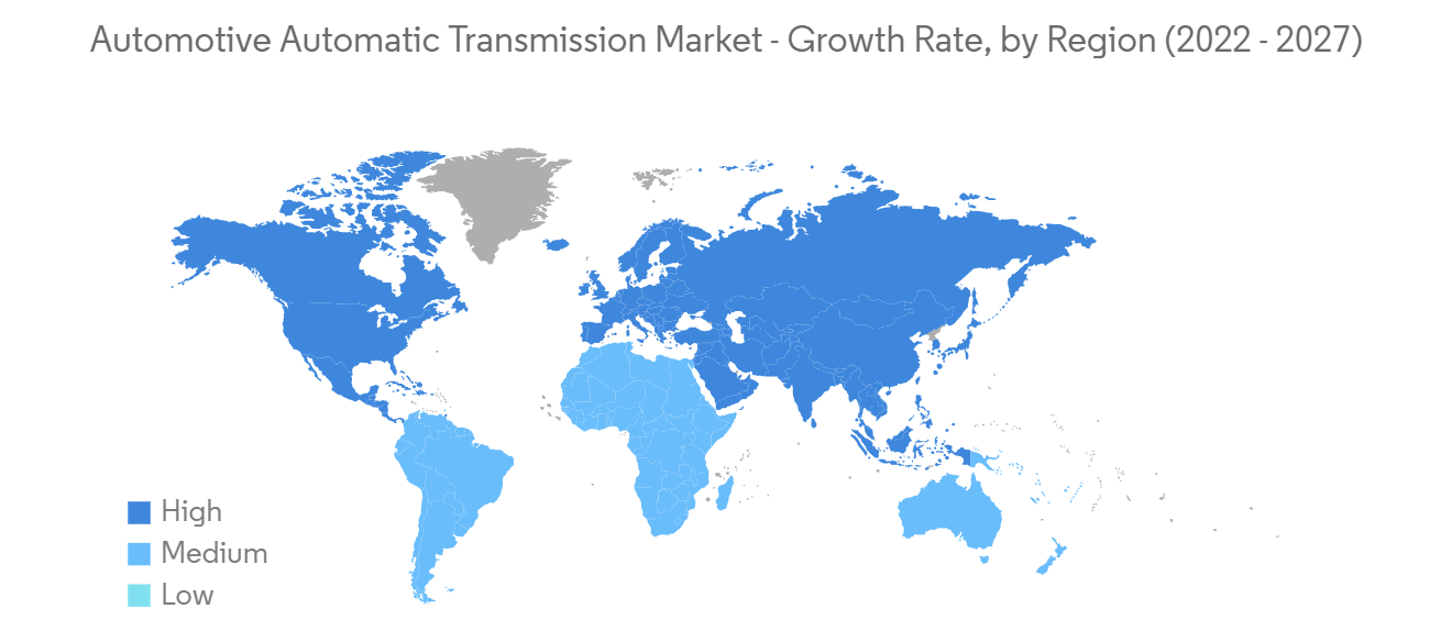 Automotive Automatic Transmission Market - Growth Rate, by Region (2022 - 27)