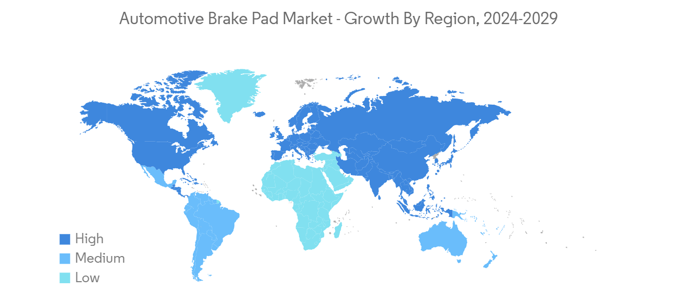 Automotive Brake Pad Market - Growth By Region, 2024-2029