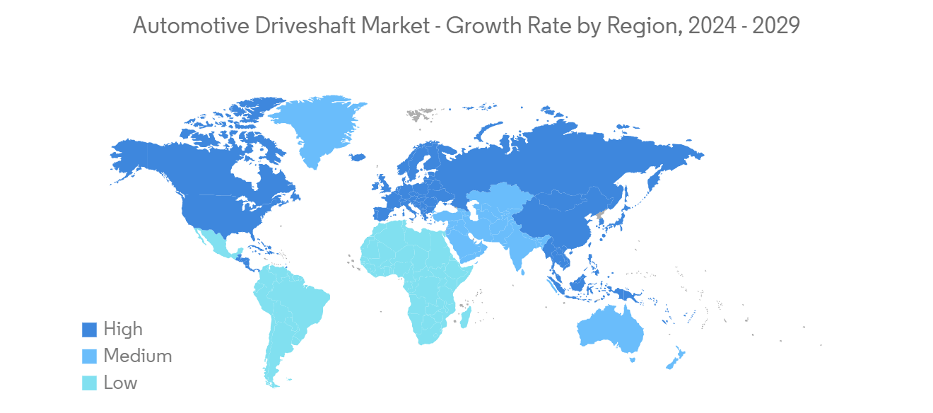 Automotive Driveshaft Market - Growth Rate by Region, 2024 - 2029