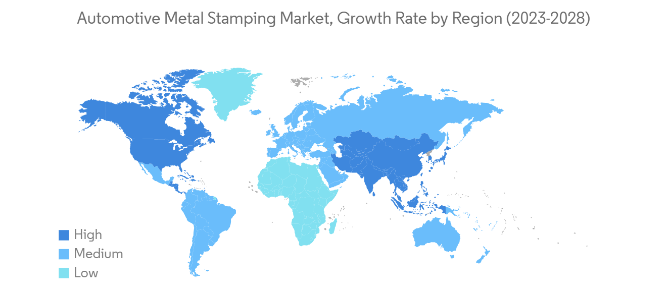 Automotive Metal Stamping Market, Growth Rate by Region (2023-2028)