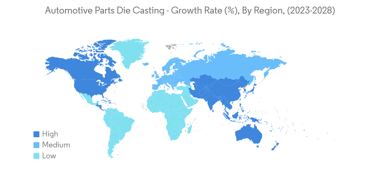 Automotive Parts Die Casting - Growth Rate (%), By Region, (2023-2028)
