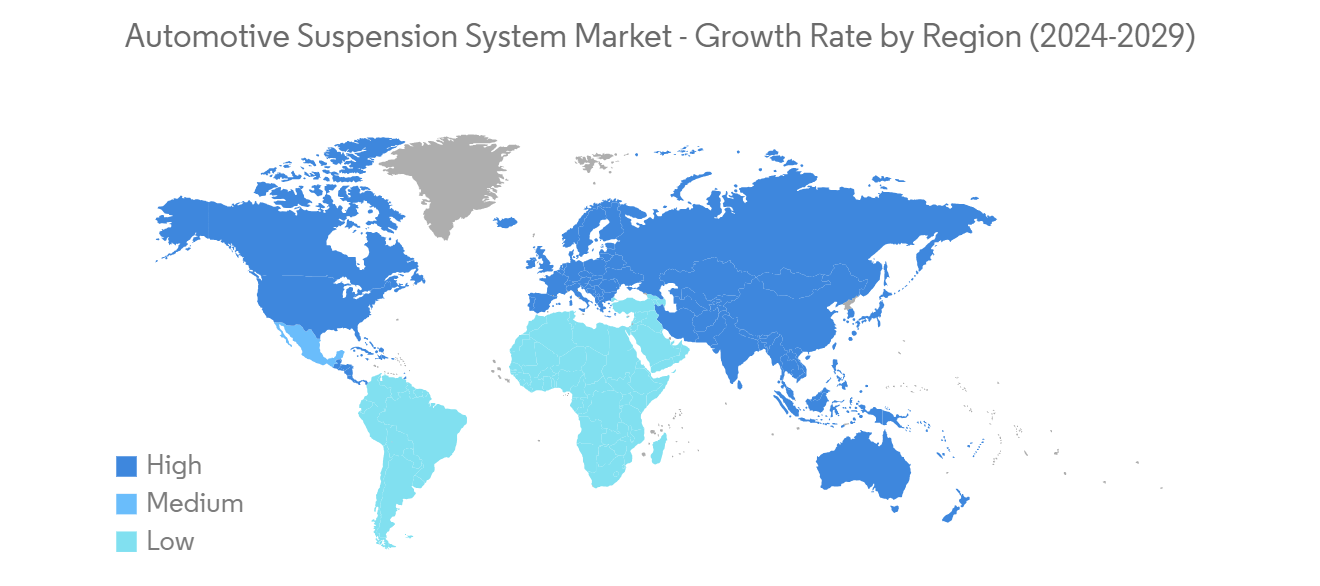 Automotive Suspension System Market - Growth Rate by Region (2023-2028)