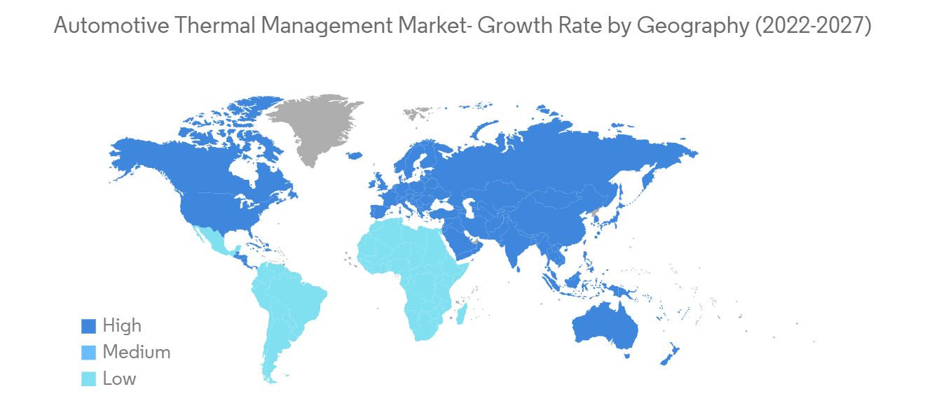 Automotive Thermal Management Market- Growth Rate by Geography (2022-2027)