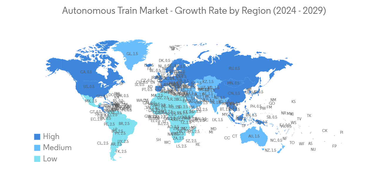 Autonomous Train Market - Growth Rate by Region (2024 - 2029)
