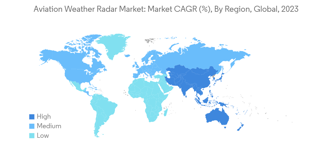Aviation Weather Radar Market: Market CAGR (%), By Region, Global, 2023