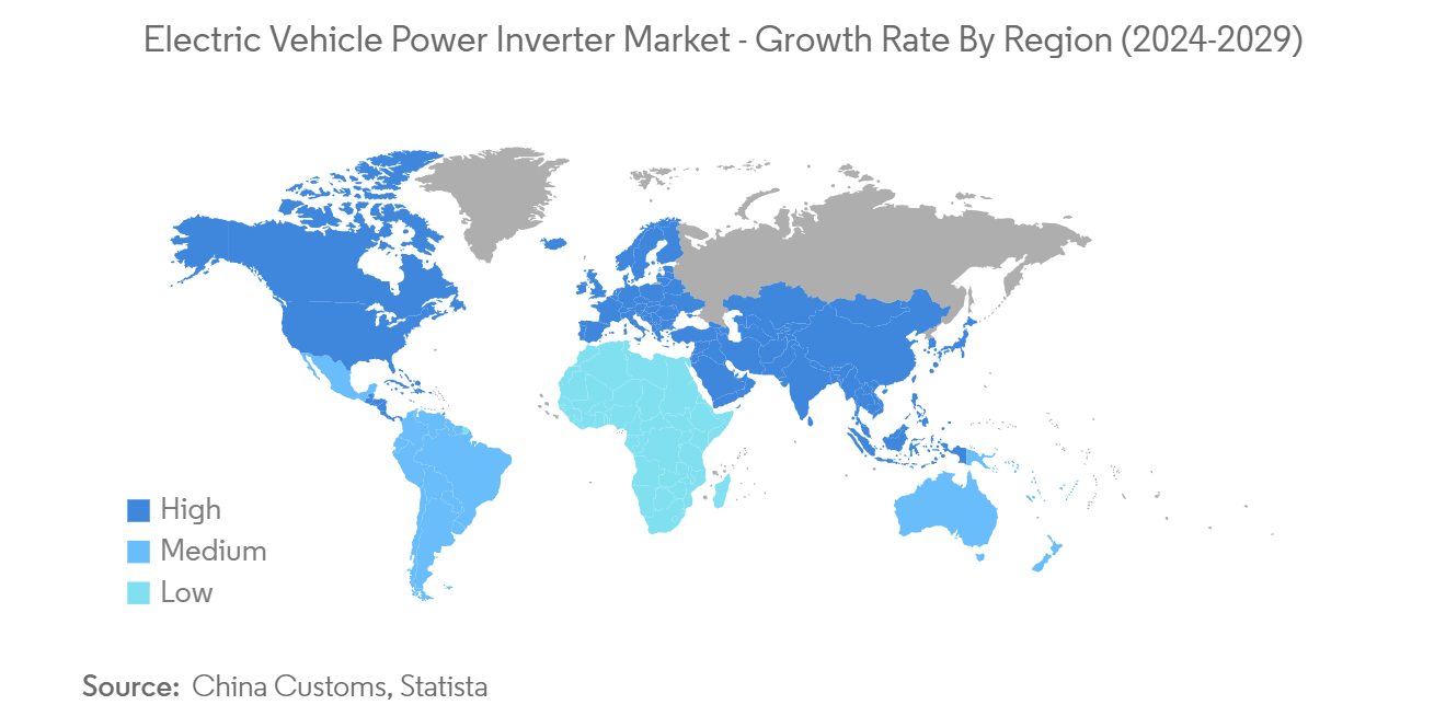 Electric Vehicle Power Inverter Market Trends Electric Vehicle Power Inverter Market - Growth Rate By Region (2024-2029)